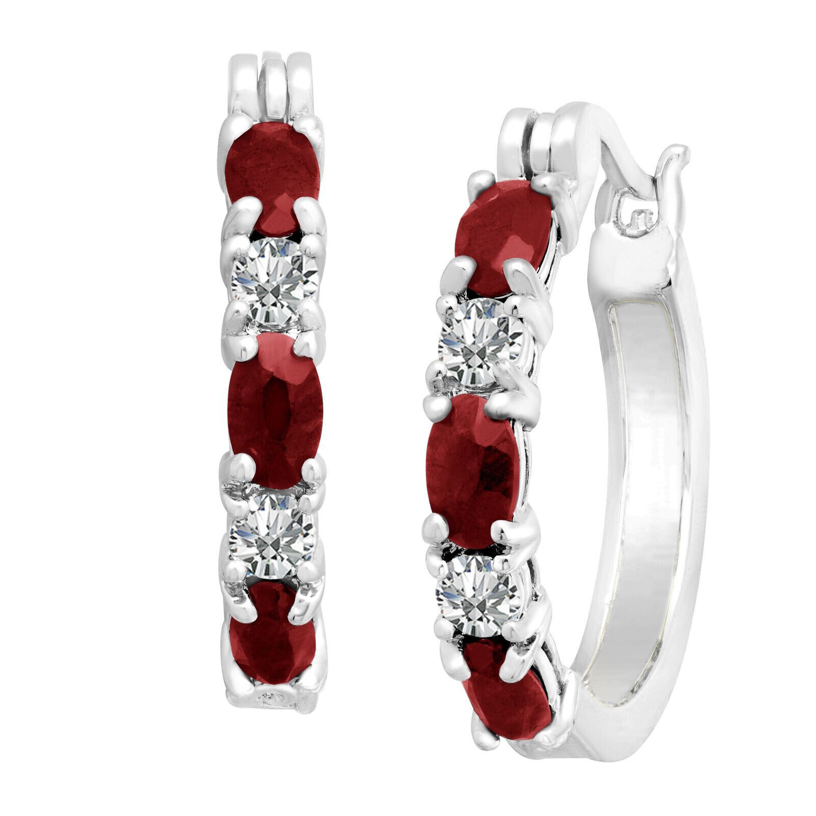 1.50 Karat Rubin Creolen Mit Cubic Zirkonia IN 14K Weiß Vergoldet Messing - $18.49