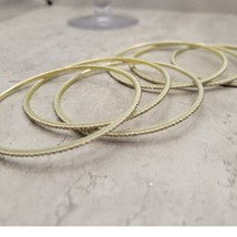 Light Gold with Gold Glitter Thin Metal Bangles Metallics Stack of 6 - $258.82 MXN
