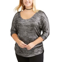 Faded Glory Women&#39;s Plus Size Side Cinch Back Bar Knit Top Size 3X 22-24 Black - £12.08 GBP