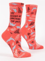 Blue Q Womens Crew Socks Try Sucking At Something For Once Size 5-10 Pink - £9.37 GBP