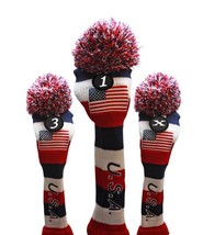 1 3 X USA GOLF Driver Headcover Red White Blue KNIT Head Covers Headcovers - £99.69 GBP