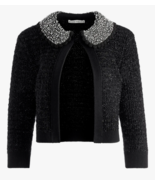 Alice and Olivia Akira Embellished Crystal Collar Textured Crop Cardigan... - $290.24