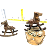 Vintage Enesco Brass Rocking Horse on Drum Music Box and Brass Rocking H... - $18.95