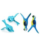 C&amp;H Solutions 2 Set (4 Ct) Blue Parrot/Dolphin Beach Towel Clips Jumbo S... - $289.06 MXN