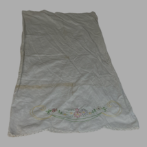 Vintage Embroidered Floral Pillowcase Victorian Spring Pink Daisy Chain ... - £11.01 GBP