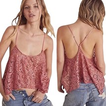 Free People Intimately Sequin Lace Cami Top Womens Size Large Rose Asymmetrical - $29.69