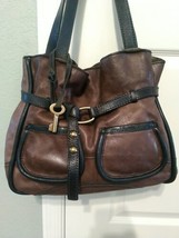 Fossil Fifty-Four Large Brown Leather Shoulder Bucket Bag $289 - $48.51