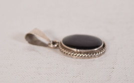 Taxco Mexico Large Oval Onyx Sterling Silver 925 Pendant Signed TN-44 - £42.03 GBP