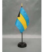 Bahamas Mini 4&quot;x6&quot; Desk Stick Flag, With Black Plastic Stand - $12.47 CAD