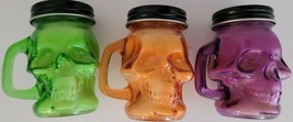 Halloween Décor Skull Jar Candles with Lids 3.2”Hx2.5”Wx2.3”D, Select: Color - £2.76 GBP