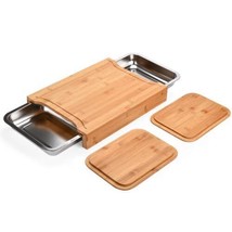 Prosumer&#39;s Choice Non-slip Bamboo Cutting Board With Built-In Containers... - £48.35 GBP