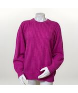Lyle &amp; Scott Cashmere Sweater Womens XL Fuchsia Cable Knit Pullover Scot... - $85.42