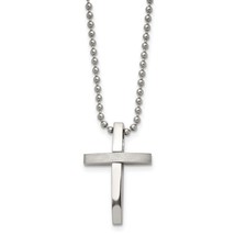 Chisel Stainless Steel Brushed and Polished Cross Pendant on an 18 inch ... - $49.00