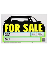 CAR FOR SALE Sign 9&quot; x 14&quot; Windshield window bRiGhT Yellow Plastic HY-KO... - £18.69 GBP