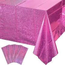 4 Pack Iridescence Plastic Tablecloths Shiny Disposable Laser Rectangle ... - $23.50