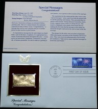 Special Messages Congratulations! 22K Gold Stamp Usps First Day Of Issue 1987 - £8.95 GBP