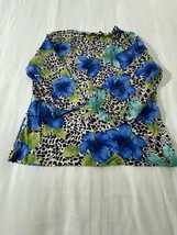 C'Est City Women's Multicolor Floral 3/4 Sleeve Blouse Top Measured Chest 34" image 6