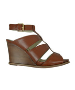 Brooks Brothers Womens Light Brown Leather Strap Wedge Sandals Heels 3&quot; ... - $94.11 CAD
