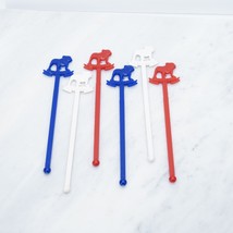 Lot of 6 Mack Truck Bulldog Drink Swizzle Stick in Red White and Blue - Vintage - £27.19 GBP