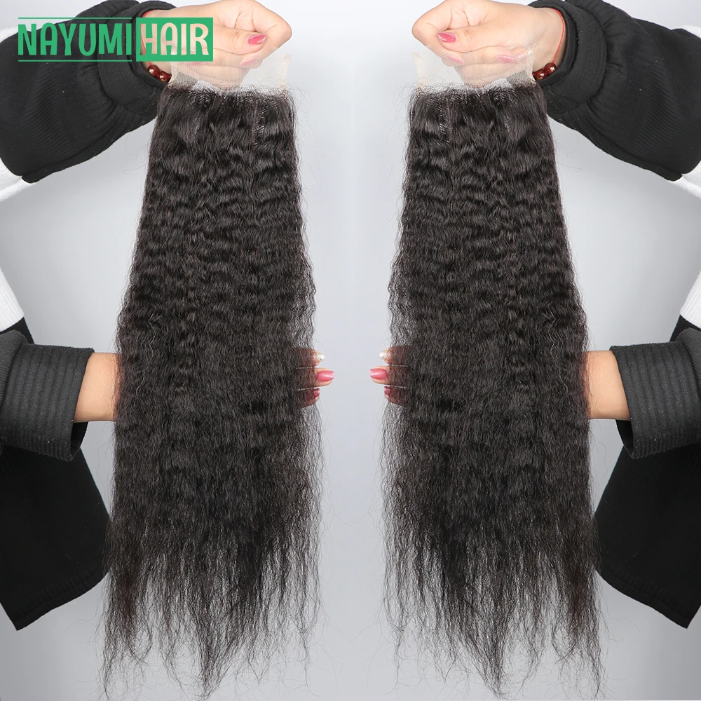 Transparent Kinky Straight 4X4 Lace Closure Brazilian Remy Human Hair Yaki Lace - £32.62 GBP+