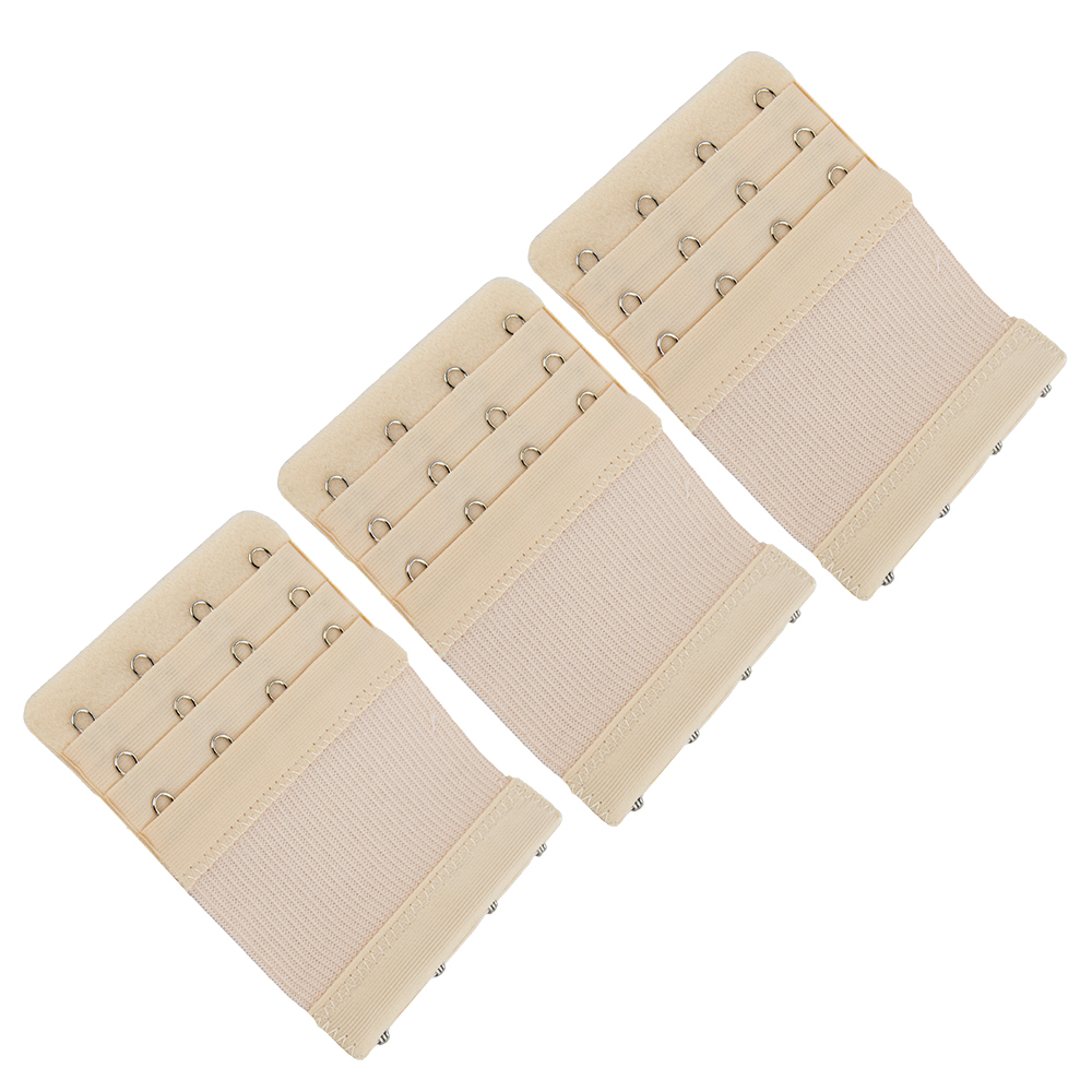 More of Me to Love Stretch Elastic Bra Extender 3-Pack (4-Hook, Beige)