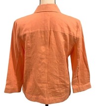 Weekend Choices Womens Linen Button Front Shirt Jacket Size S Coral 3/4 ... - £9.24 GBP