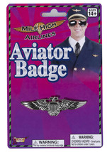 Mile High Airlines Silver Aviator Airplane Pilot Badge Halloween Accessory - £3.01 GBP