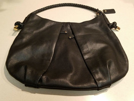 Clark&#39;s Black Soft Pebble Leather Hobo with Braided Strap Handbag - $39.55