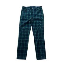 Talbots Velvet High Waist Straight Leg Plaid Pants Sz 10 Preppy Golf Gre... - $34.64