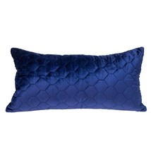 Blue Tufted Velvet Quilted Lumbar Throw Pillow - £42.16 GBP