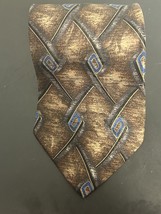 Vtg J Ferrar Italian Silk Tie Brown Blue  - $14.84