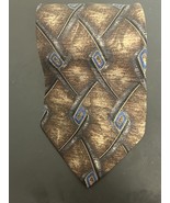 Vtg J Ferrar Italian Silk Tie Brown Blue - €12,70 EUR