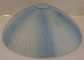 Vintage Pale Blue &amp; Frosted Embossed Glass Ceiling Light Lamp Replacement SHADE - £22.57 GBP