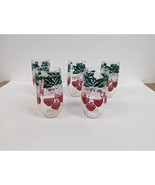 Vintage Set 5 Strawberry Drinking Glasses Cups 5 1/2&quot; Tall - £31.95 GBP