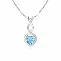 ANGARA 5mm Natural Aquamarine Infinity Heart Pendant with Diamonds in Silver - £194.39 GBP+