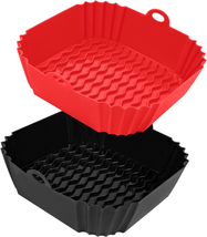2 Pack Air Fryer Silicone Liners, 8.5&#39;&#39;Square Air Fryer Silicone Basket,Heat Res - £11.18 GBP