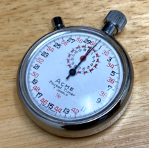 Vintage ACME 7J Swiss Stop Watch Silver White Hand-Wind Mechanical Stopwatch - £75.93 GBP