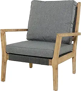 Deco 79 Wood Outdoor Chair with Cushions, 27&quot; x 26&quot; x 35&quot;, Dark Gray - £797.45 GBP