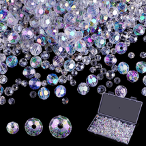 Crystal Glass Beads for Jewelry Making, 500 Pcs Assorted Crystal Beads Bulk, Mix - £7.89 GBP