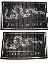 Moon Knives 3x5 Join or Die Gadsden Black White 2 Faced Double Sided 2-ply Polye - £15.70 GBP