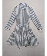 Draper James Womens Stripe Shirt Dress Belt Size 6 Cotton White Blue - $39.68