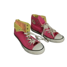 Converse all stars Junior kid 4 pink yellow orange fold down - $28.70