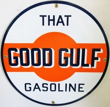 Good Gulf Gasoline 12" New Round Porcelain Metal Sign - $59.35