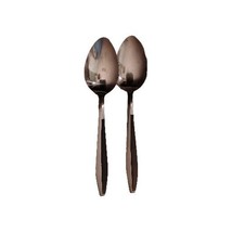 Stainless Spoons Wood Handle, Center Ridge, Japan Pattern: UNF1576 Lot of 2 - $31.87