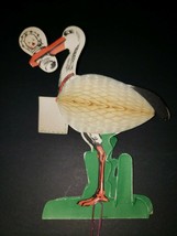 Vintage Honeycomb Stork Baby Decoration Made in Japan New Old Stock Rare PB83 - £19.63 GBP