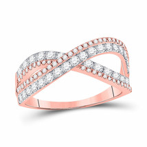 14kt Rose Gold Womens Round Diamond Crossover Band Ring 3/4 Cttw - £722.78 GBP