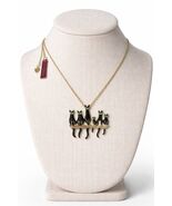 Betsey Johnson Black Cat Necklace Gold Tone Charm Pendant Y2K - $25.20
