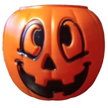 Vtg General Foam Orange Halloween Blow Mold Pumpkin Pail Trick or Treat Bucket - £11.65 GBP