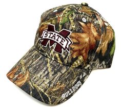 Mississippi State Bulldogs Logo Frost Camo Curved Bill Adjustable Hat - £23.60 GBP