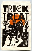 Trick Or Treat Halloween Candy Goodie Bag Witch Haunted House Moon Art Deco Mod - £7.84 GBP